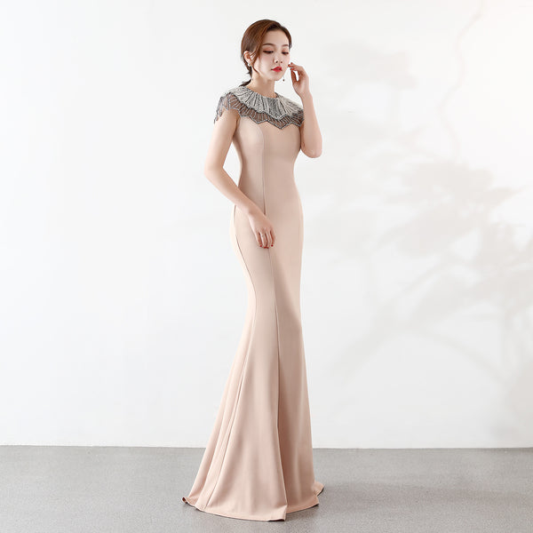 - Toast Bride Wedding Long Banquet Elegant Fishtail Engagement Back Door Carino Evening Dress Dress