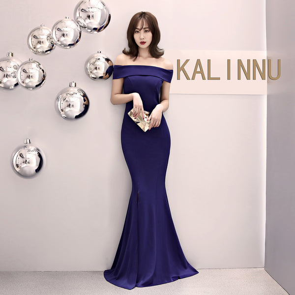 0716 Toast Clothing Autumn Bride Wedding Dress Long Red Fish Tail Temperament Elegant Shoulder Evening Dress
