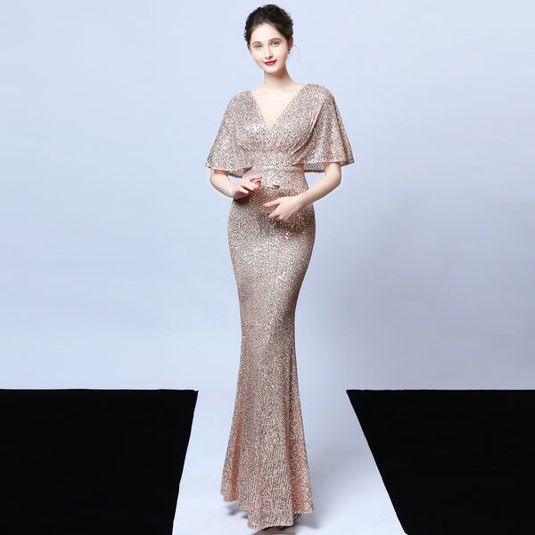 polyester thread fringed beads fishtail banquet elegant temperament annual meeting host car model evening dress female autumn
