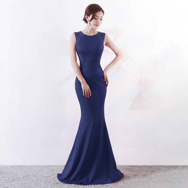 Evening dress female, banquet host slim and elegant -color party dress dress long