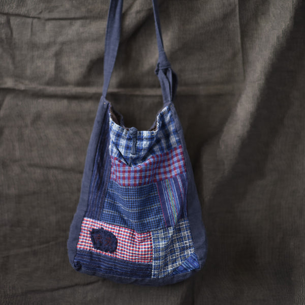 25/September/Small and micro, literary and retro ancient cloth plaid hand embroidered shoulder messenger bag, portable change bag