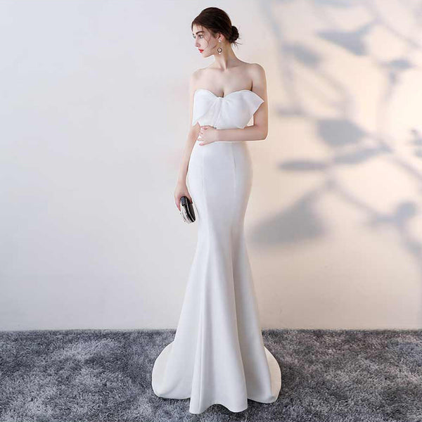 Evening dress long  new sexy banquet host tube top fishtail thin short dress women
