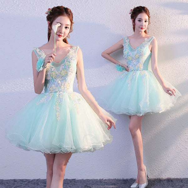 popular new colored yarn performance dress tutu skirt host evening dress princess small dress short medium sleeve bridesmaid dress thin