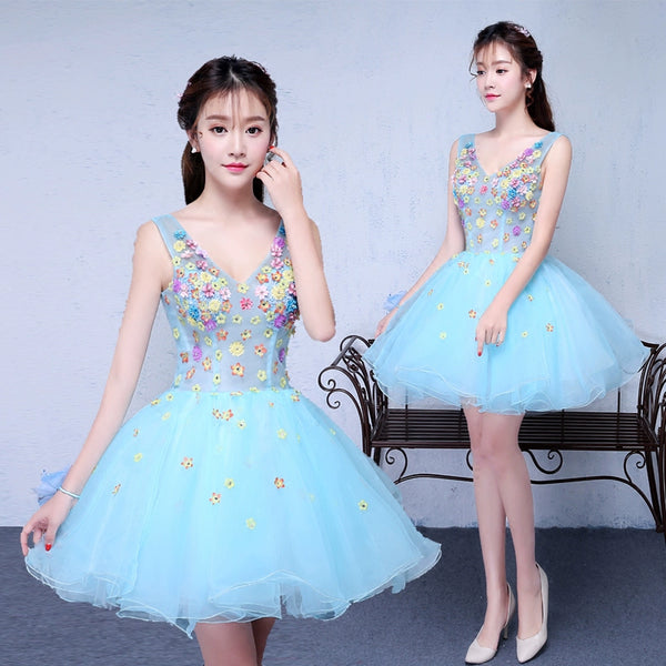 Bridesmaid Dress Short popular New Spring Sweet Banquet Evening Dress Small Dress Puff Dress Dress Female Skinny