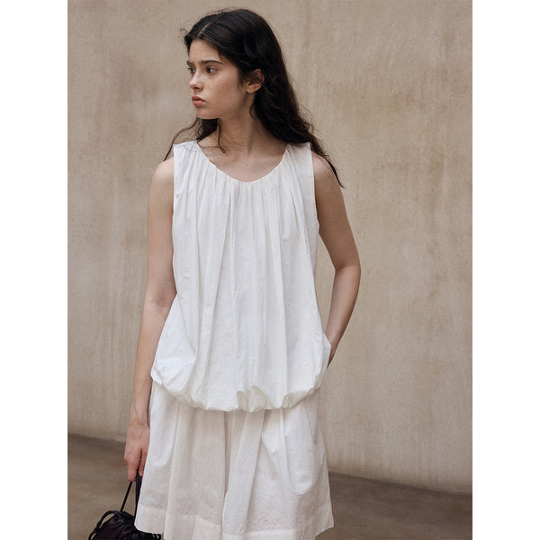 Blusa de algodón de fibra larga, suave y transpirable, sin mangas, con caída natural, nueva y versátil para el verano M8757 