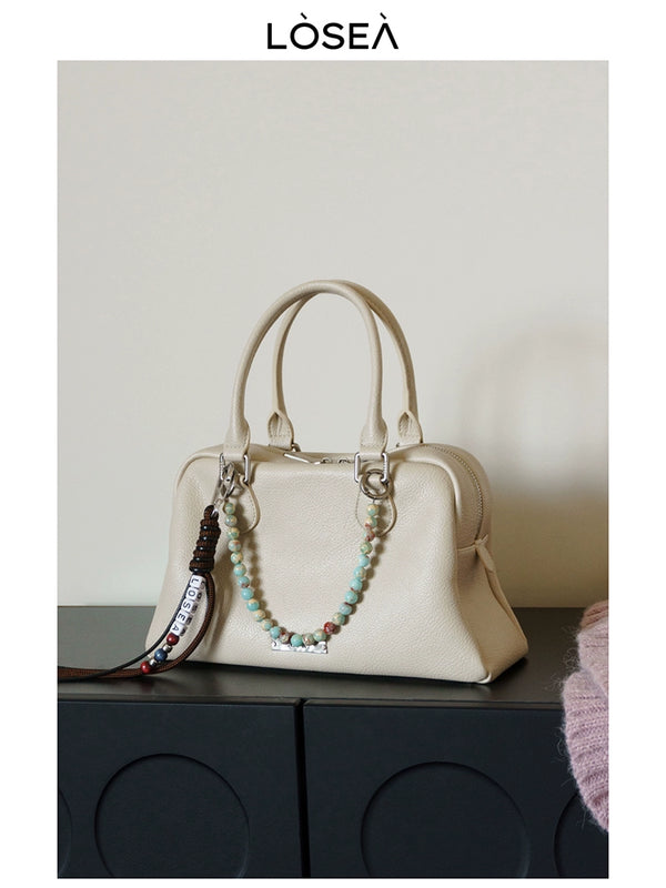 LOSEA Original "Half Sugar" Commuter Bowling Bag Women's  New White Bag Versatile Shoulder Bag
