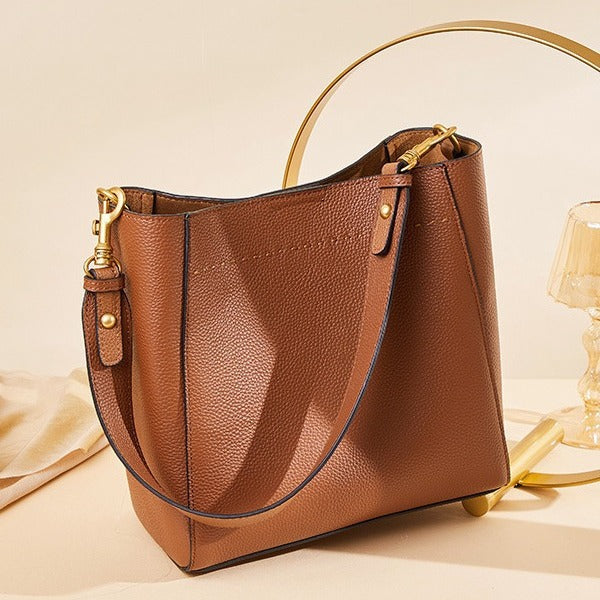 Autumn and winter women's bags  new fashionable retro leather large-capacity bucket bags versatile shoulder messenger bags