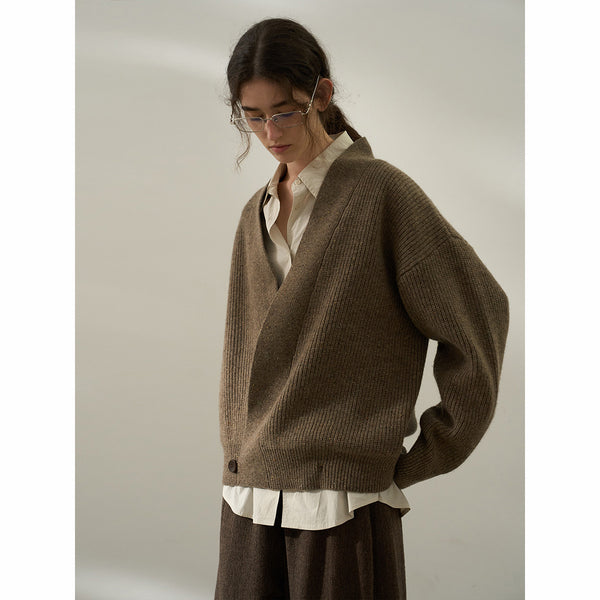 Chaqueta de punto gruesa y elegante para uso diario, de lana gruesa y diagonal, nueva, de otoño, M7520 