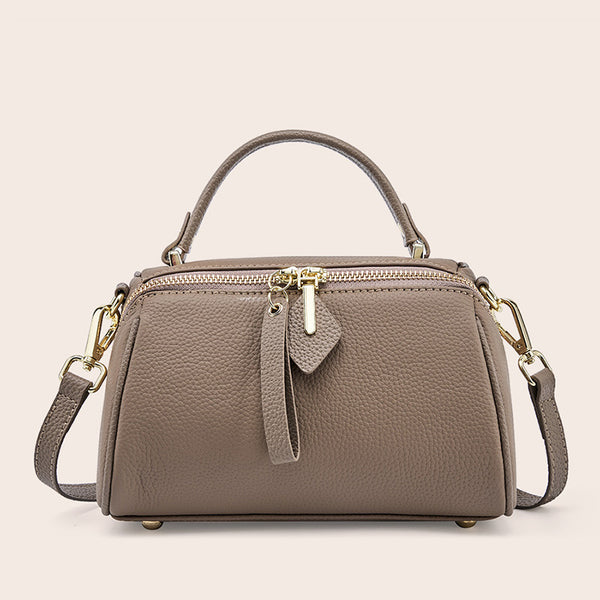 Bolso Boston de piel de vaca de primera capa, versátil bolso retro para mujer, sencillo bolso bandolera, popular nuevo bolso de cuero