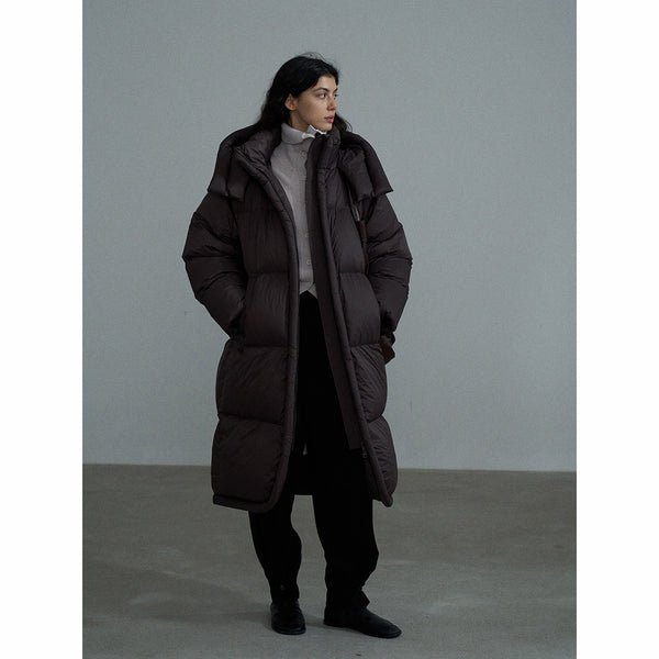 Chaqueta larga con capucha y cuello alto, ultraligera, resistente al viento y cálida, 400T, nueva chaqueta de plumón estándar nacional M7357 