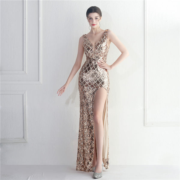 Hot Trade Dress Sexy Symphony Sequins Night Dress Long Evening Dress