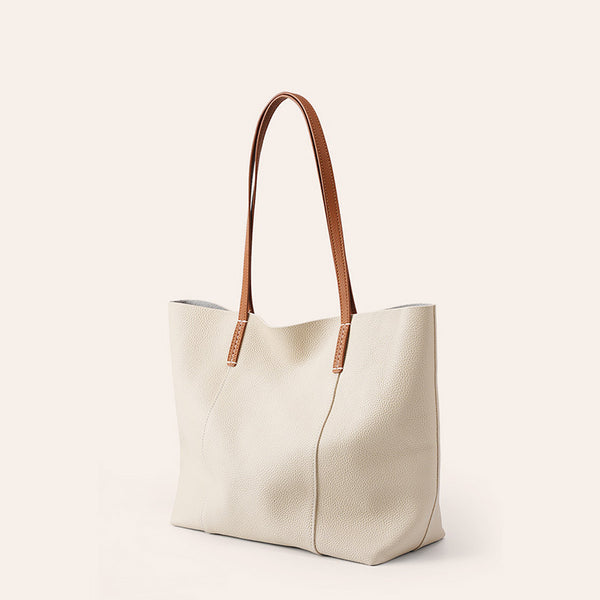 Large capacity first-layer cowhide large bag commuter shoulder bag tote bag  new versatile large bag