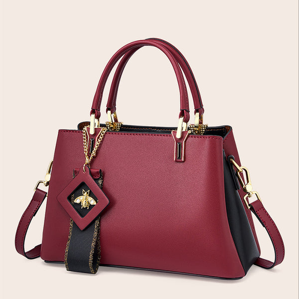 Bolso de gran capacidad para mujer, nuevo bolso de cuero para mujer, bolso de madre atmosférico de mediana edad, bolso de boda rojo, bolso de mano para mujer
