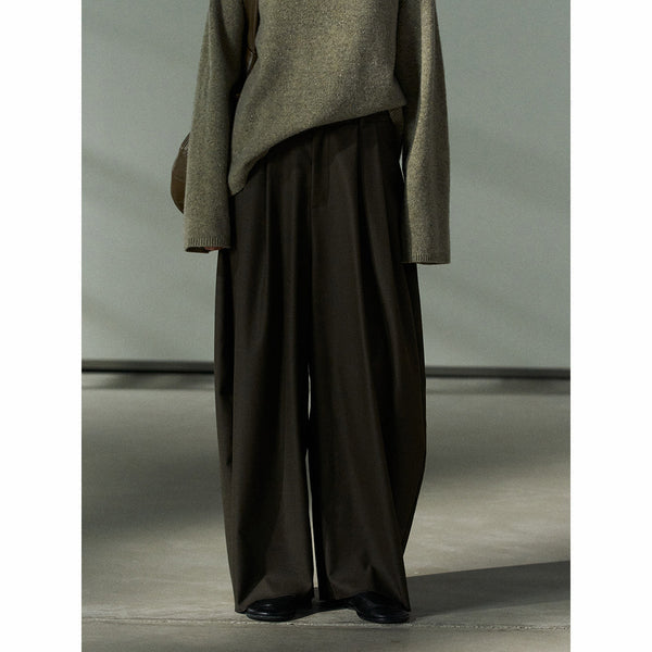 Pantalones plisados ​​con forma de capullo TR, nuevos pantalones casuales finos y versátiles de cintura media para desplazamientos de otoño M7618 
