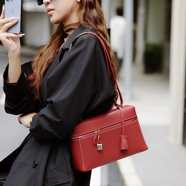 Elegante bolso de hombro para mujer, nuevo bolso de caja de otoño e invierno, bolso de mensajero de moda de piel de vaca