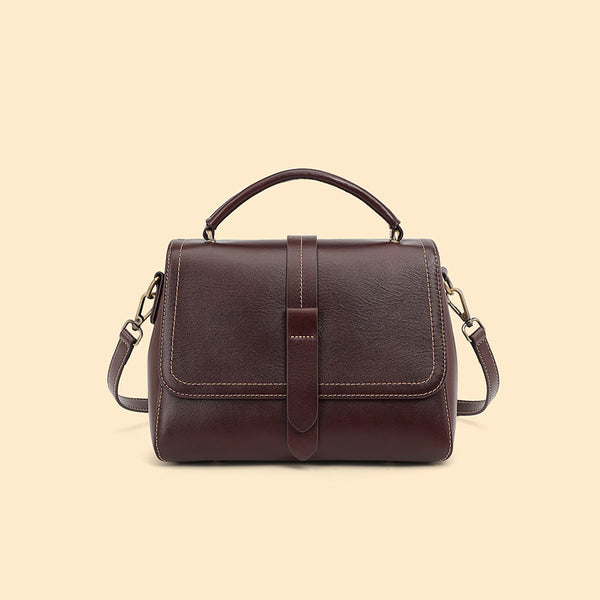 First layer cowhide handbag popular autumn and winter new vegetable tanned leather shoulder messenger bag large capacity high sense small square bag