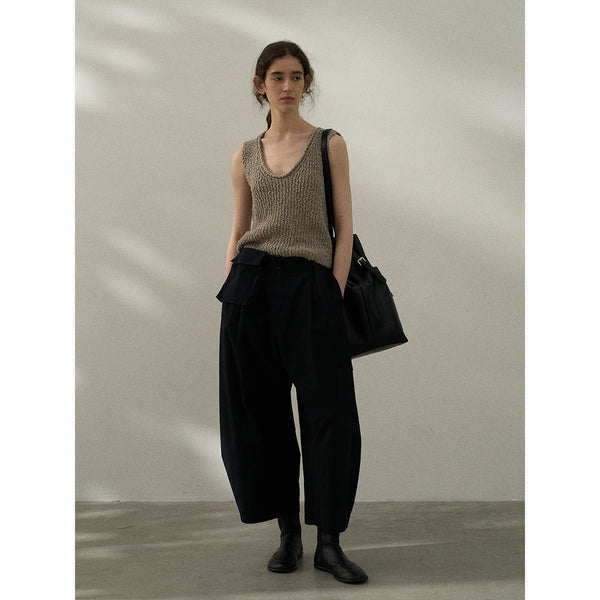 Riñonera de tela Omi, pantalones capullo de nueve puntos, de algodón con arrugas naturales, mono de viaje para mujer M7353 