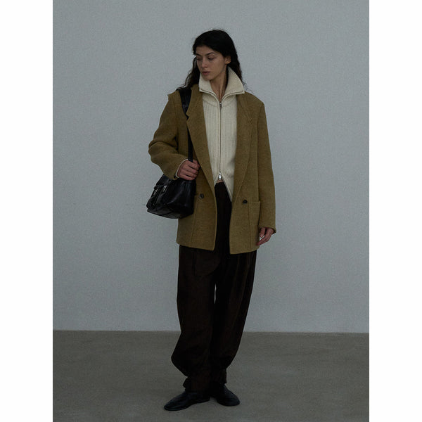 Abrigo de lana de doble cara con textura de flores gruesas de lana para otoño e invierno, chaqueta cálida para viajeros M7355 