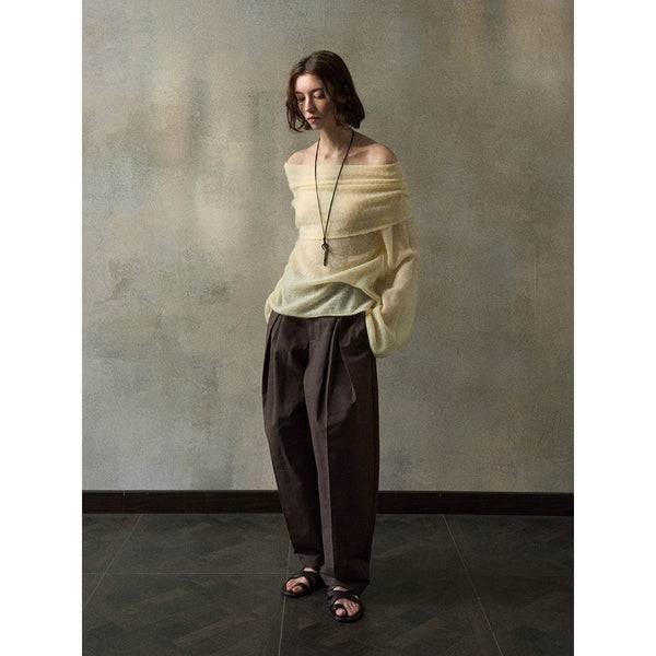 Pantalones casuales plisados ​​tridimensionales anchos con tacto de papel, nuevos pantalones holgados de cintura media para primavera, M8168 