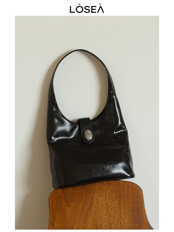 LOSEA Original "Nan Xun Ji" Oriental Aesthetic Spotted Stone Tote Bag Women's  New Black Shoulder Bag