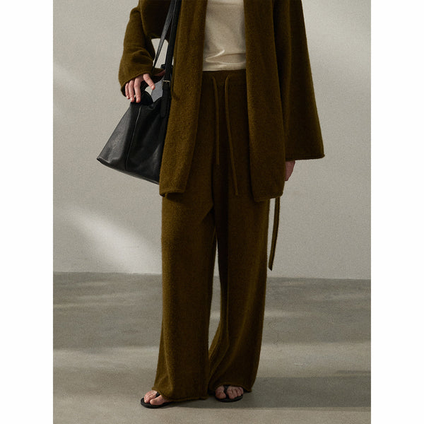 [Knowledge] Yak fleece straight wide-leg pants autumn new high-quality wool-blend casual pants women's M7419