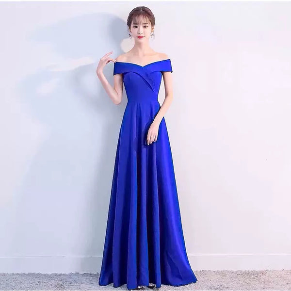 Evening Dress Women's  New Banquet Black Party Dress Sexy Shoulder Long Dress End