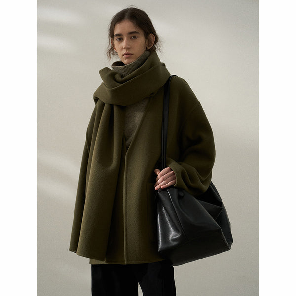 Abrigo de lana de terciopelo vertical de alto recuento con una mano de largo y doble cara, use más bufandas y chaquetas térmicas M7424 