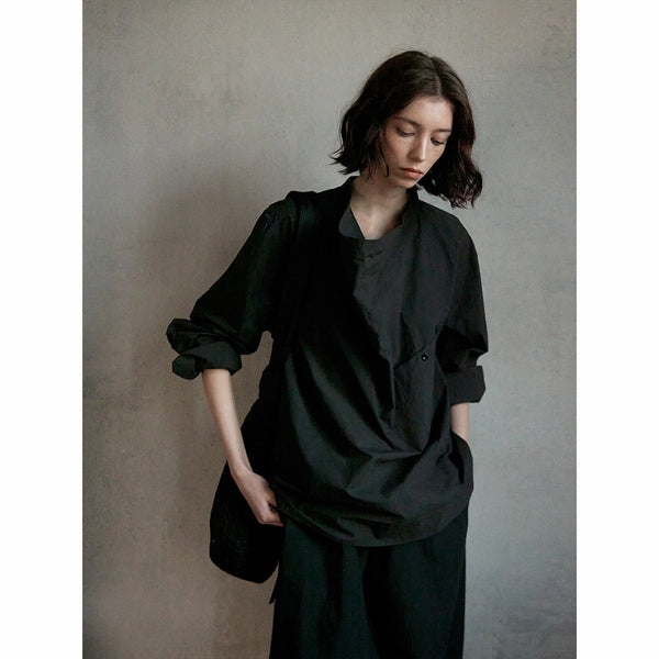 Camisa de algodón lavado con cuello alto y bolsillos, nueva y sencilla, de primavera, para uso diario, de manga larga, M7350 