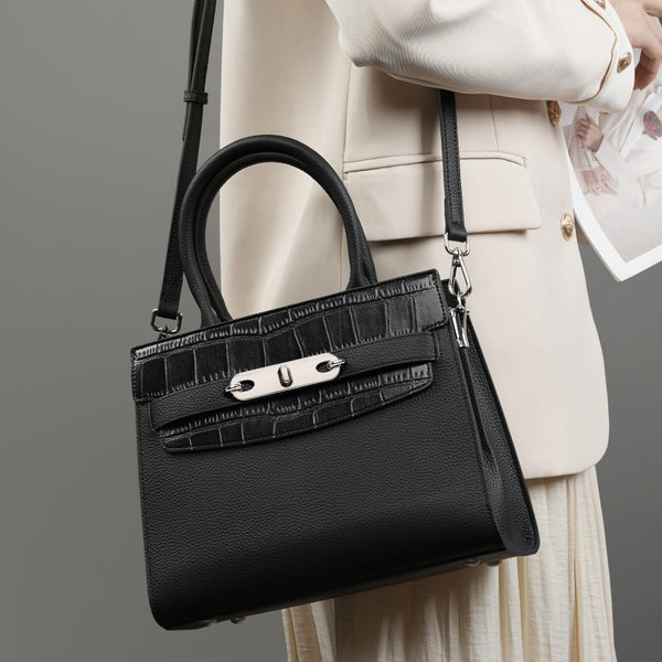 Bolso de mano de piel de vaca de primera capa, nuevo y versátil, estilo popular, bolso de mano de un solo hombro, bolso de mensajero para mujer, bolso Kelly suave
