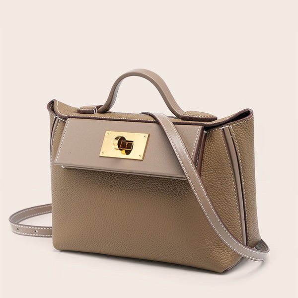 Mini bolso de mano de piel de vaca de primera capa, nuevo bolso de ala de otoño e invierno, bolso Kelly, bolso de hombro portátil versátil, bandolera