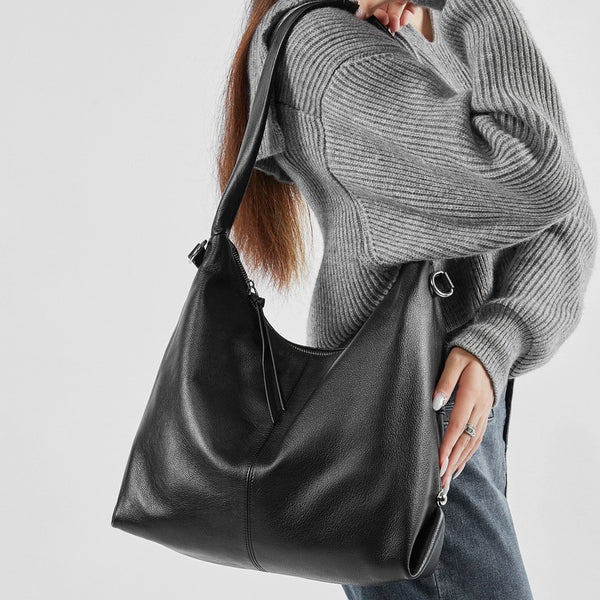 Bolso de mano retro de gran capacidad para uso diario, moderno, de color liso, informal, de cuero