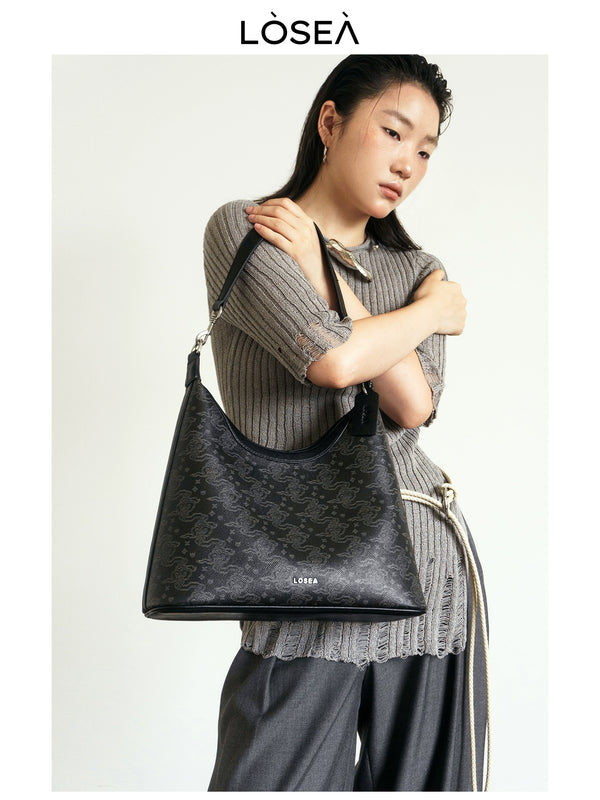 LOSEA × Three Gorges Museum joint name Ruyi cloud pattern armpit bag women's  new retro shoulder bag