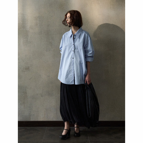 Camisa asimétrica de color contrastante para mujer, nueva blusa informal de algodón para uso diario, talla M8378 