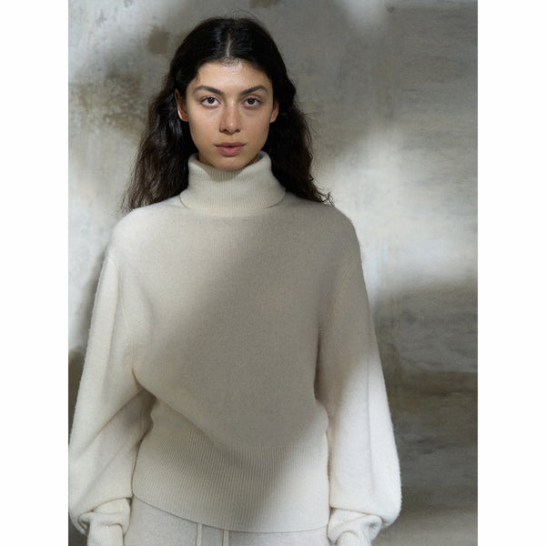 Selección de suéter de punto de cuello alto cálido de lana para otoño e invierno, versátil para mujeres que viajan diariamente M7388 