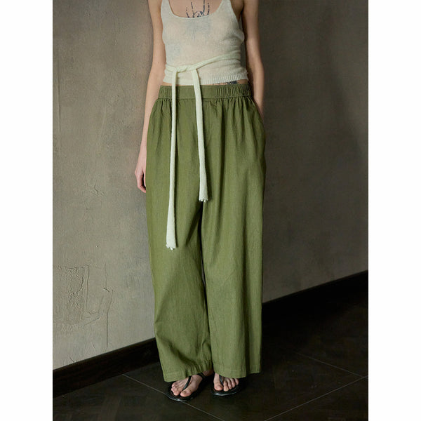 Pantalones vaqueros retro lavados con sal y fritos ligeros para mujer, pantalones casuales versátiles de cintura elástica para uso diario de primavera M7383 