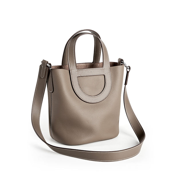 Bolso de piel de vaca de primera capa con nariz de cerdo, nuevo y versátil bolso de cesta de verduras portátil, bolso de mujer de cuero genuino, bolso bandolera de hombro