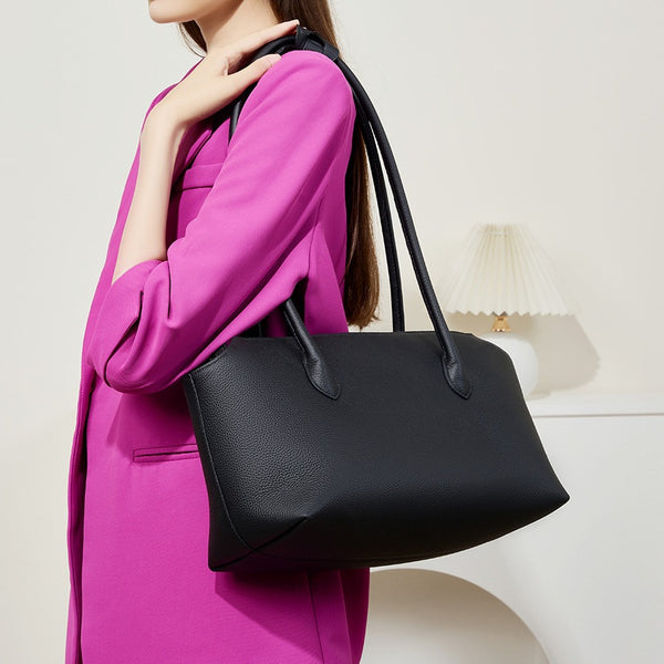 Bolso de piel de primera calidad para mujer, popular, nuevo y versátil, bolso de piel de vaca, bolso de hombro, bolso grande