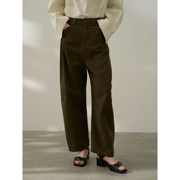 Pantalones casuales de algodón lavado tipo cimitarra de otoño, nuevos pantalones casuales clásicos, versátiles y finos, suaves y encerados M7354 