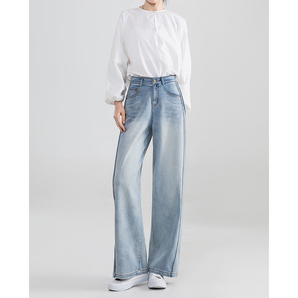 Pantalones vaqueros Scimitar para mujer, primavera y verano, nuevos, estilo casual, holgados y versátiles, pantalones banana, pantalones de pierna ancha, versión pequeña 