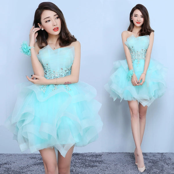 popular new women's evening dress colored yarn tutu skirt stage performance small dress short birthday party bridesmaid host