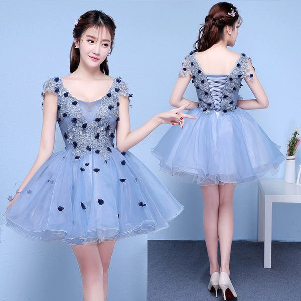 Color yarn evening dress women's  new dinner performance small dress fluffy skirt short host female dress short sleeve